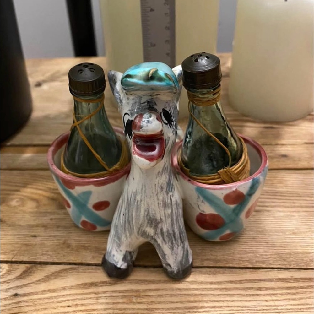 Vintage Italian Ceramic Donkey Salt & Pepper Shaker Set - Mid-Century Kitsch